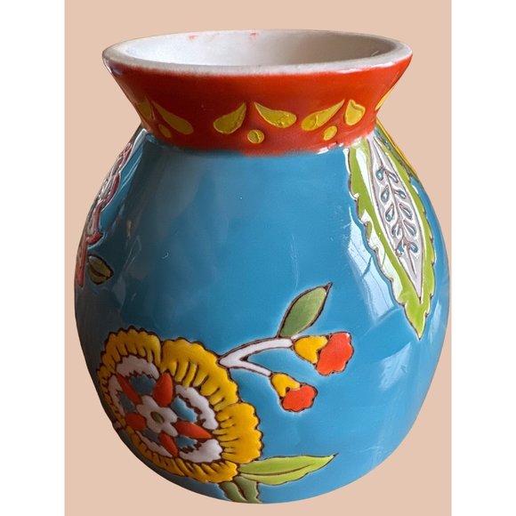 DUTCH WAX Porcelain Hand Painted Floral Blue Mug by Coastline Imports 12oz - Picture 9 of 9